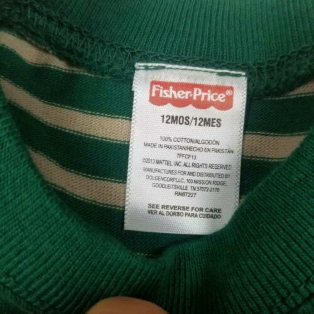 4/$25 Fisher Price Baby 2Pc Overalls Outfit Denim Jeans  Long Sleeve Shirt 12mo - Picture 11 of 12